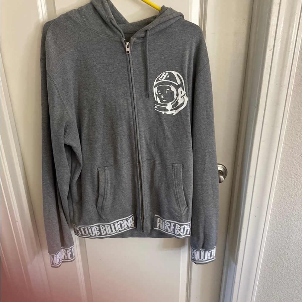 Billionaire Boys Club Gray Zip-Up Jacket with Striped Cuffs